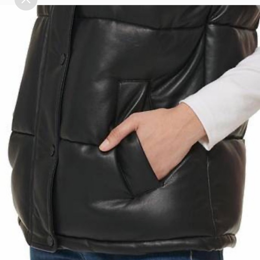 Marc New York Womens' Faux Leather Puffer Vest - Picture 6 of 7